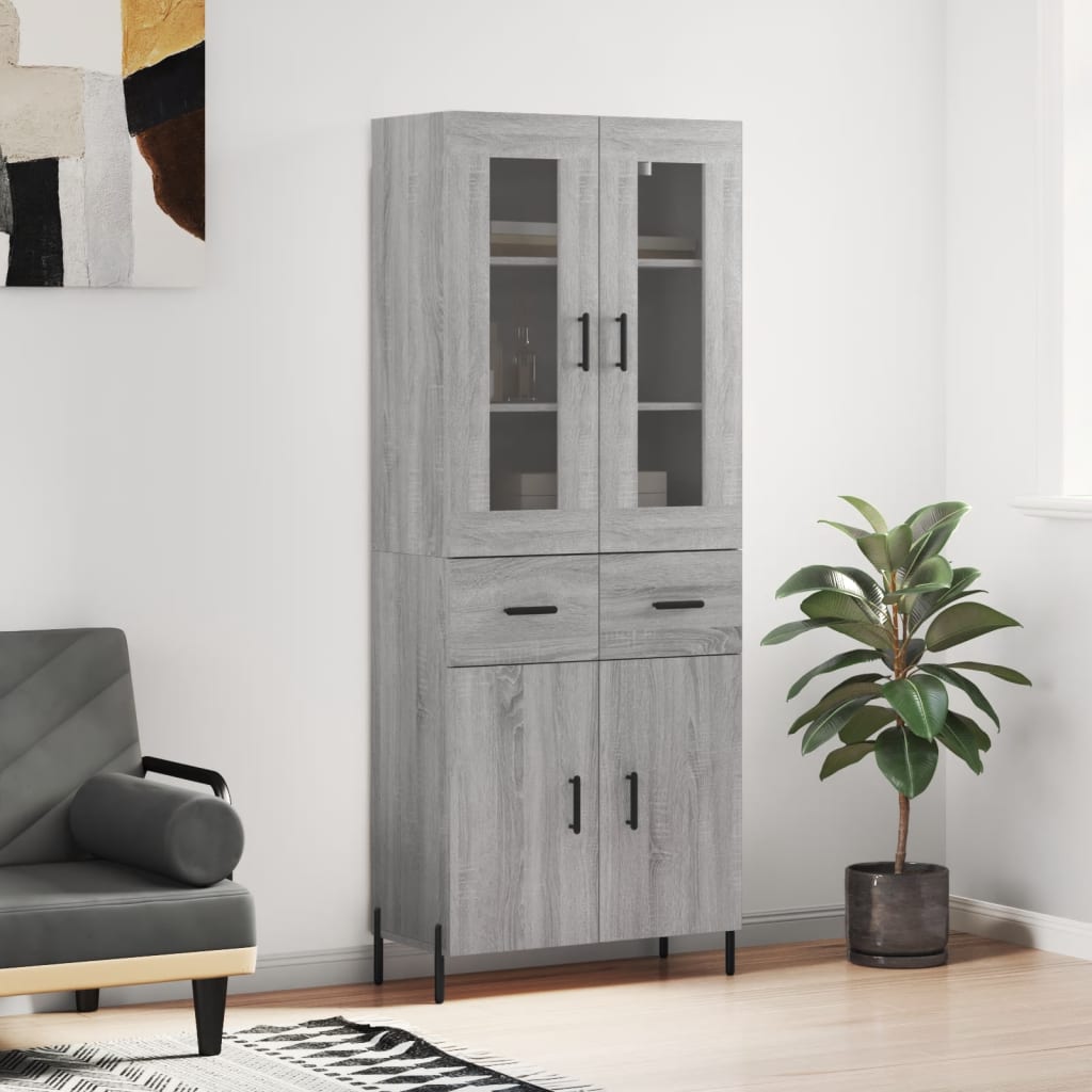 Highboard Grey Sonoma 69.5x34x180 cm Engineered Wood