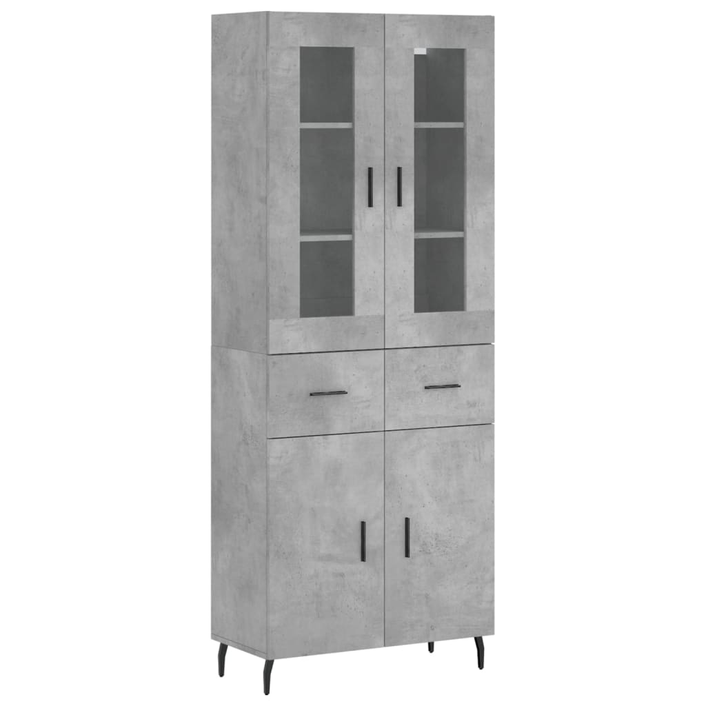 Highboard Concrete Grey 69.5x34x180 cm Engineered Wood
