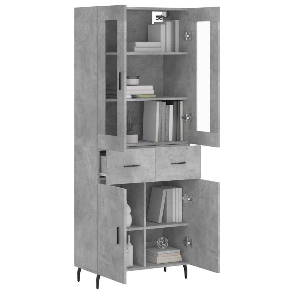 Highboard Concrete Grey 69.5x34x180 cm Engineered Wood
