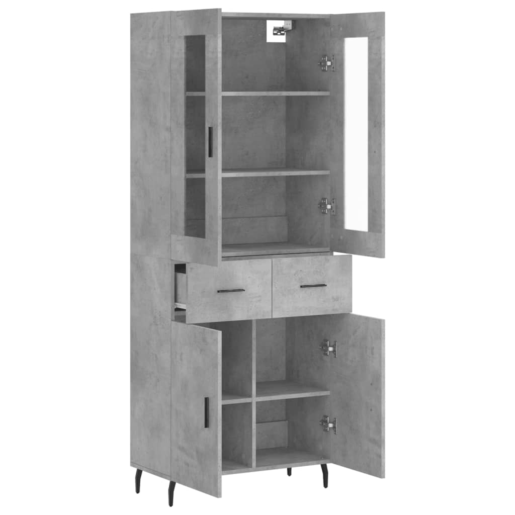 Highboard Concrete Grey 69.5x34x180 cm Engineered Wood