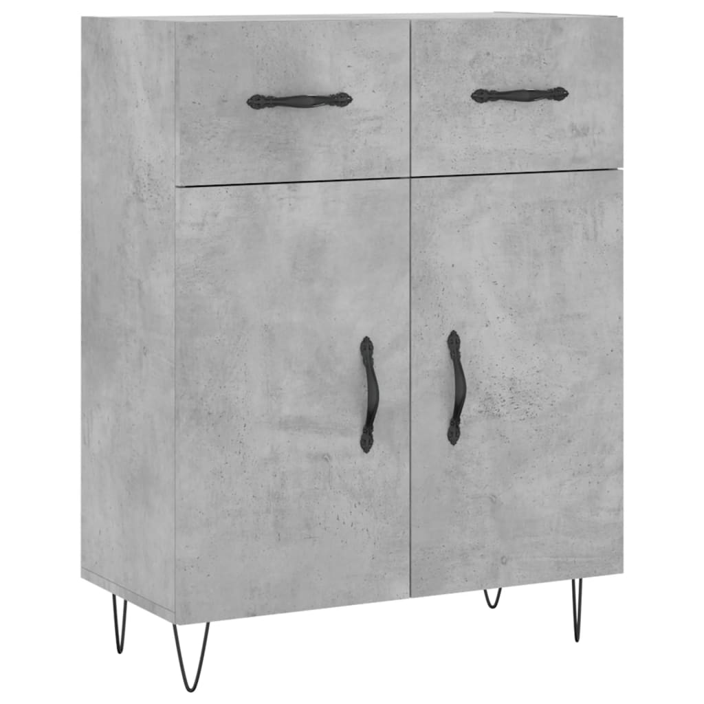 Highboard Concrete Grey 69.5x34x180 cm Engineered Wood
