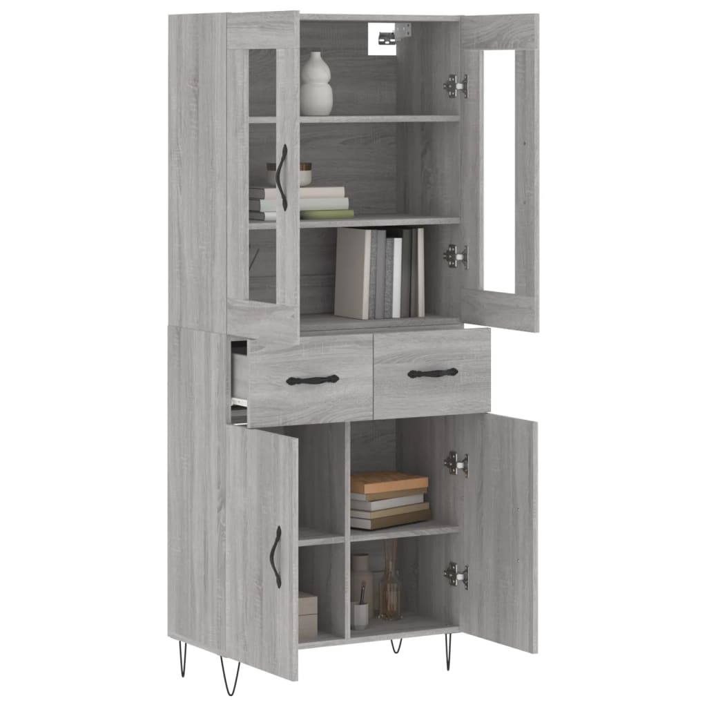 Highboard Grey Sonoma 69.5x34x180 cm Engineered Wood