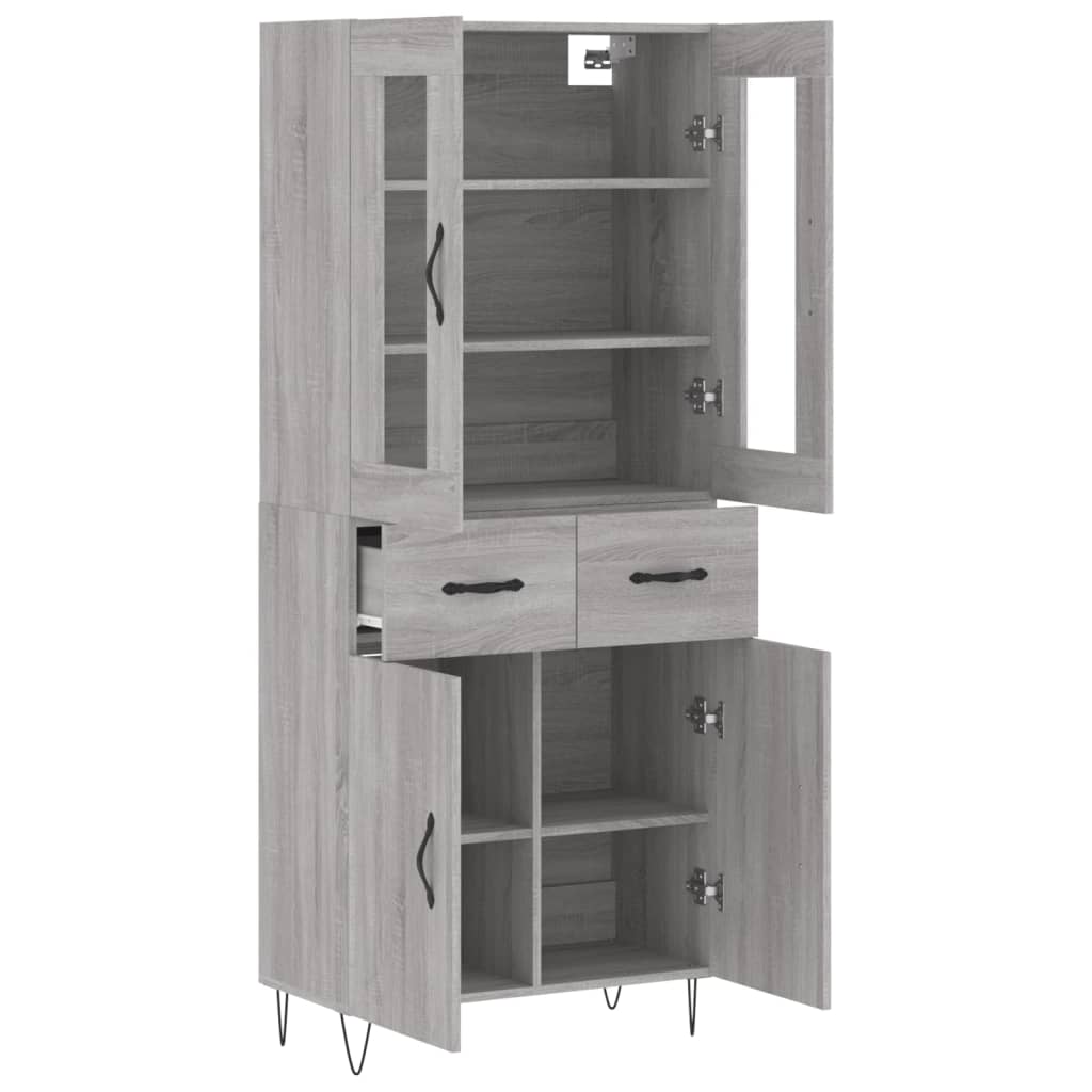 Highboard Grey Sonoma 69.5x34x180 cm Engineered Wood