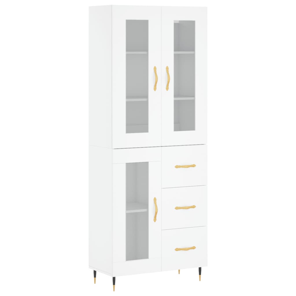 Highboard White 69.5x34x180 cm Engineered Wood