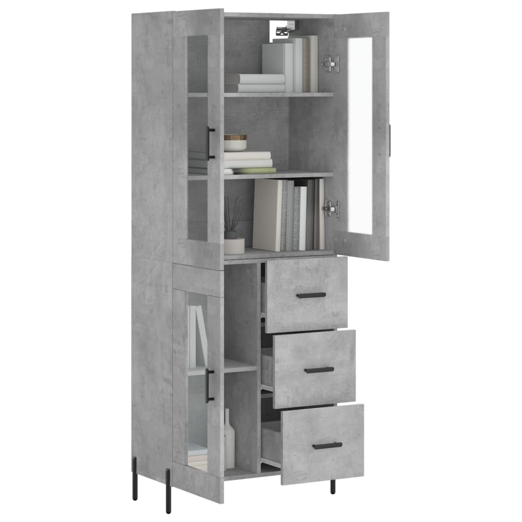 Highboard Concrete Grey 69.5x34x180 cm Engineered Wood