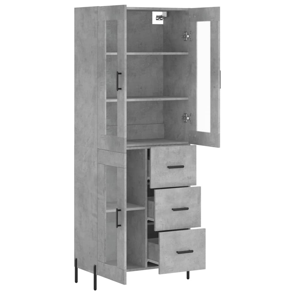 Highboard Concrete Grey 69.5x34x180 cm Engineered Wood