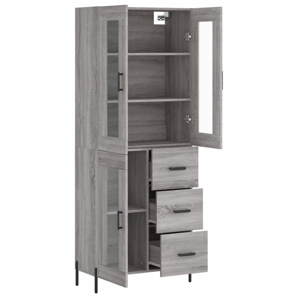 Highboard Grey Sonoma 69.5x34x180 cm Engineered Wood