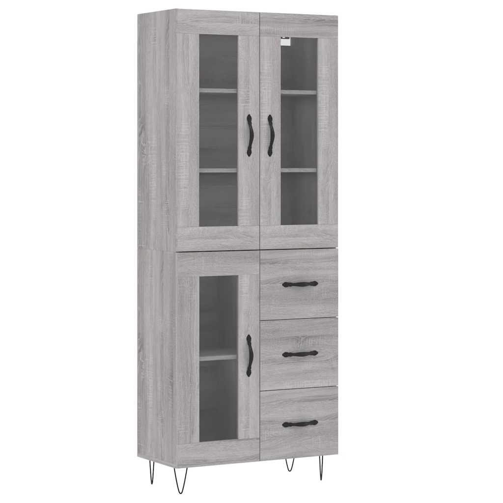 Highboard Grey Sonoma 69.5x34x180 cm Engineered Wood
