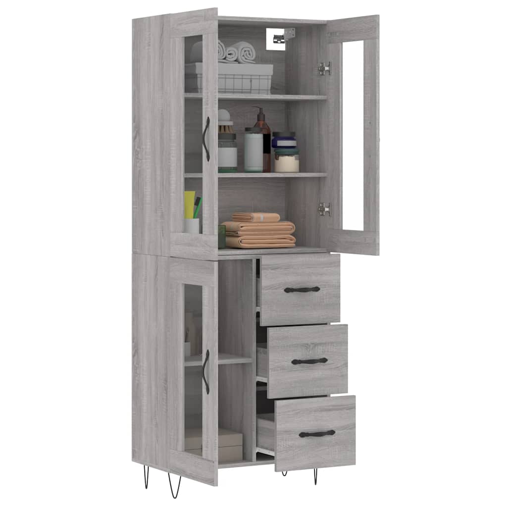Highboard Grey Sonoma 69.5x34x180 cm Engineered Wood
