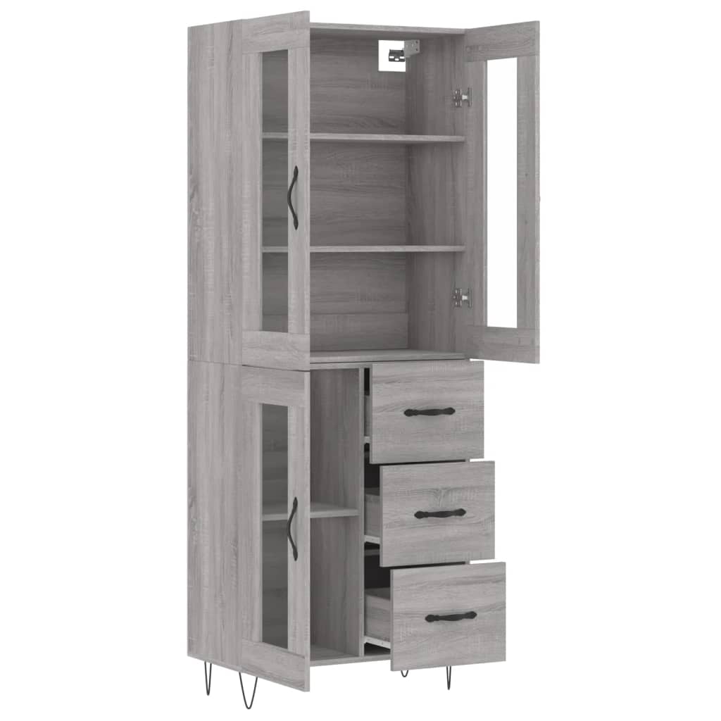 Highboard Grey Sonoma 69.5x34x180 cm Engineered Wood