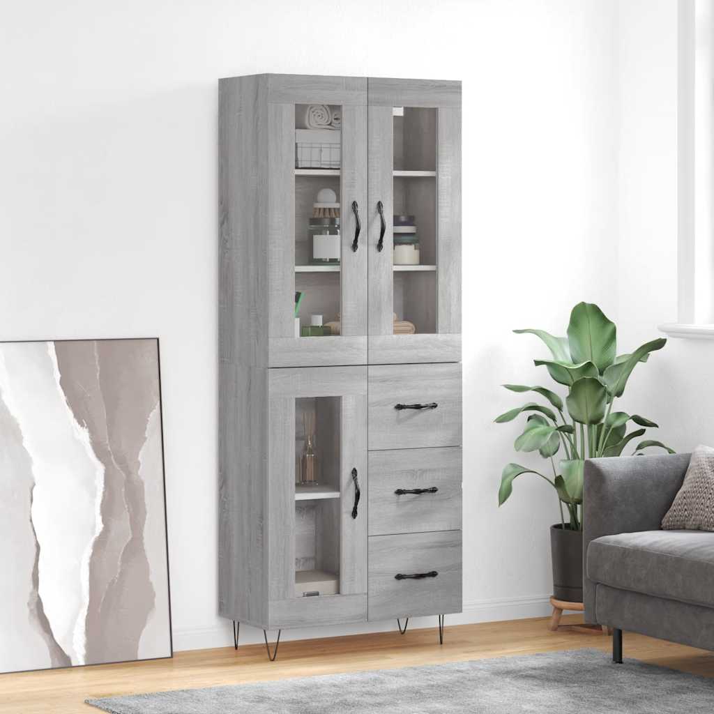 Highboard Grey Sonoma 69.5x34x180 cm Engineered Wood