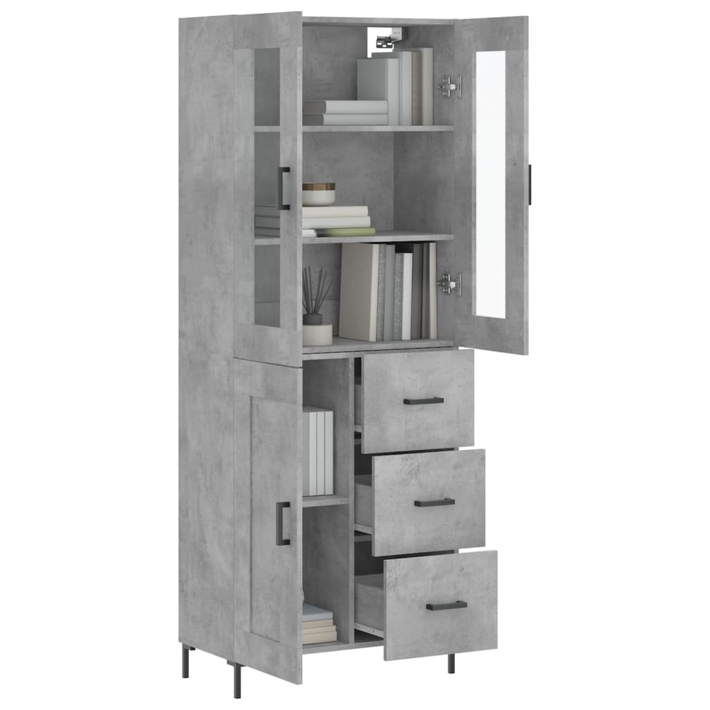 Highboard Concrete Grey 69.5x34x180 cm Engineered Wood