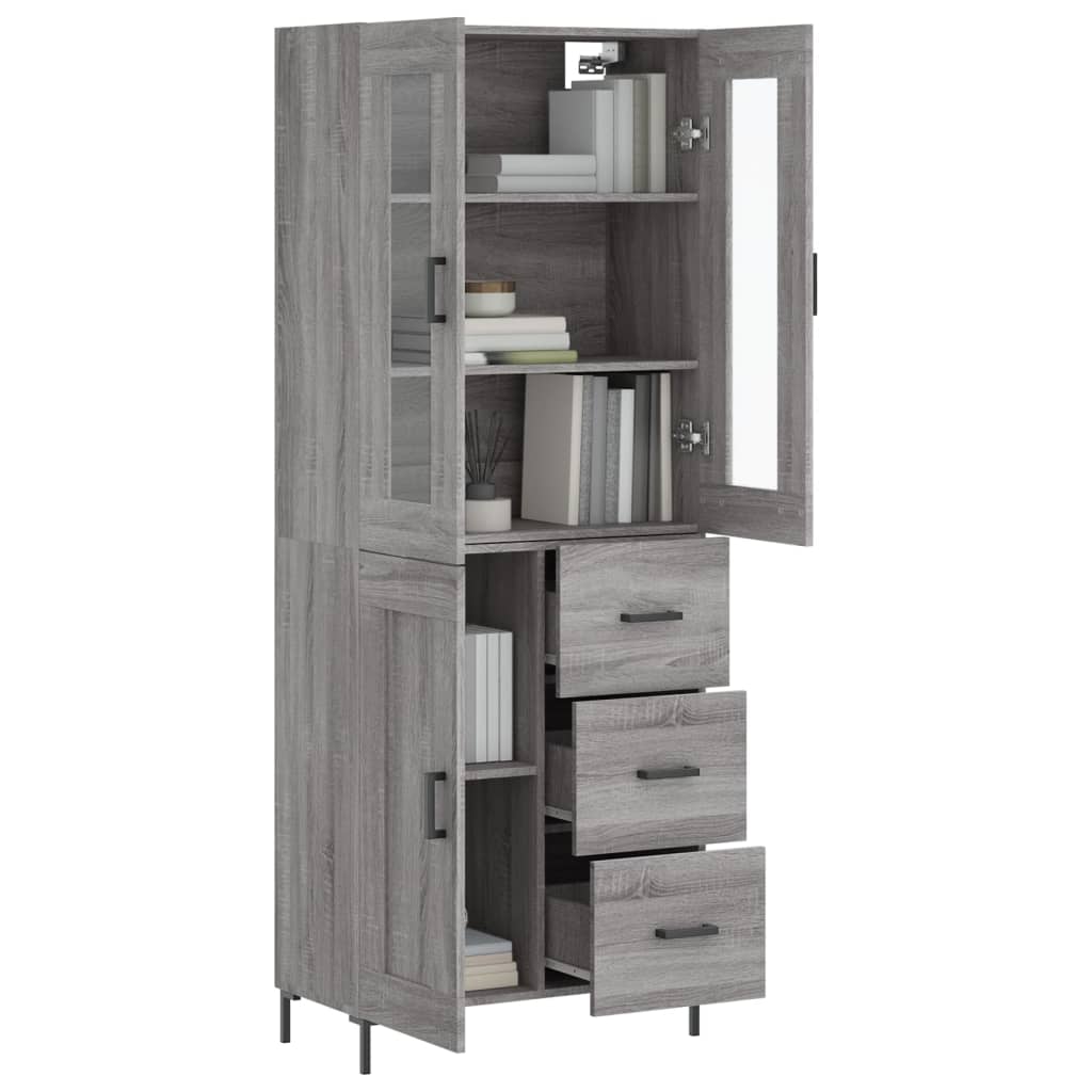 Highboard Grey Sonoma 69.5x34x180 cm Engineered Wood