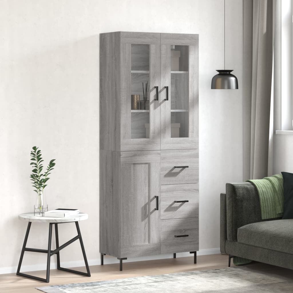 Highboard Grey Sonoma 69.5x34x180 cm Engineered Wood