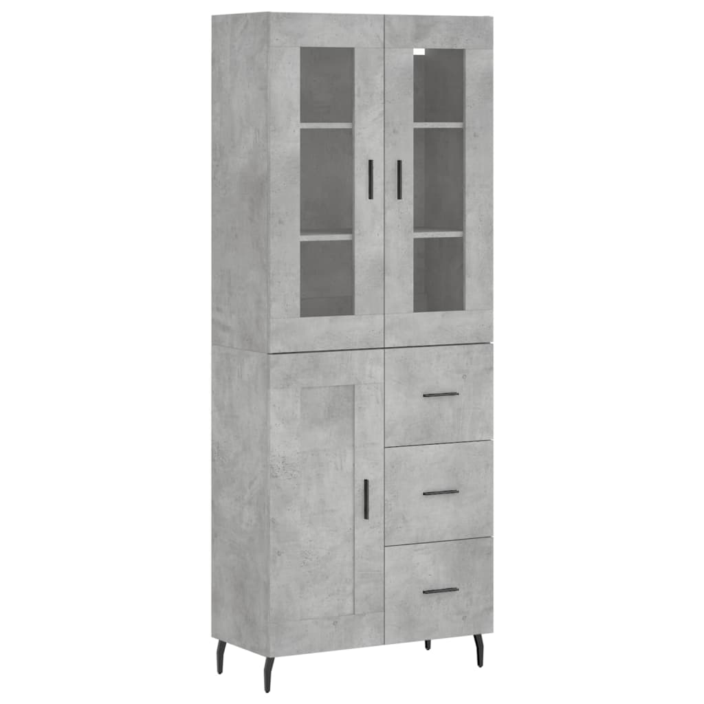 Highboard Concrete Grey 69.5x34x180 cm Engineered Wood