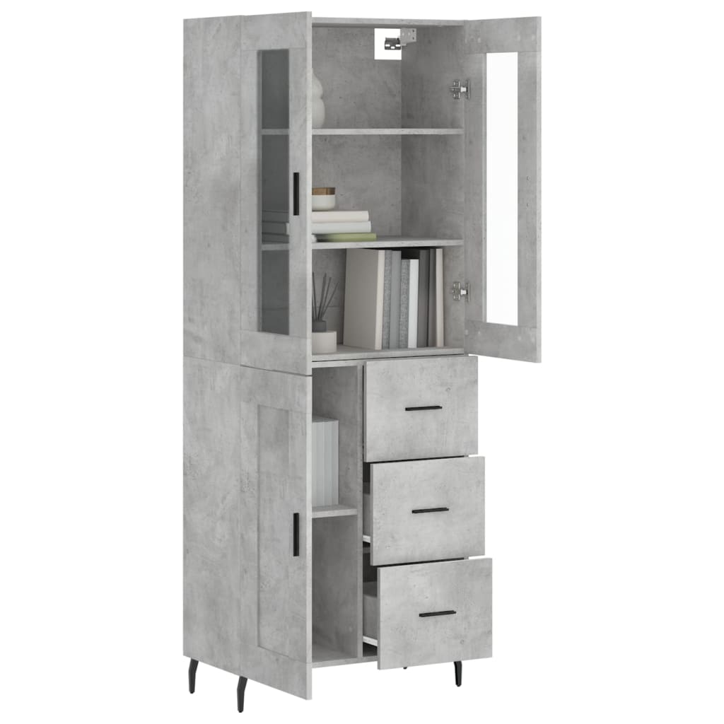 Highboard Concrete Grey 69.5x34x180 cm Engineered Wood