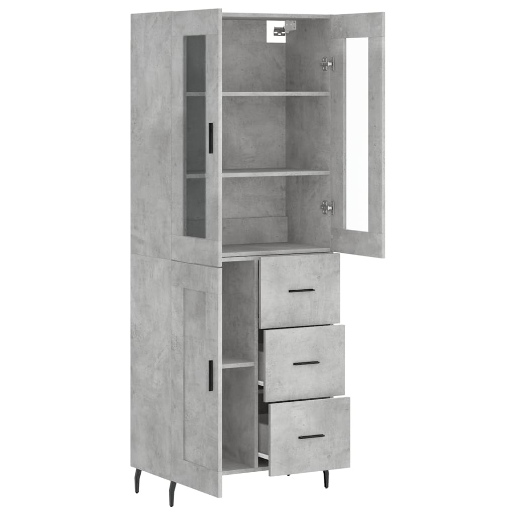 Highboard Concrete Grey 69.5x34x180 cm Engineered Wood