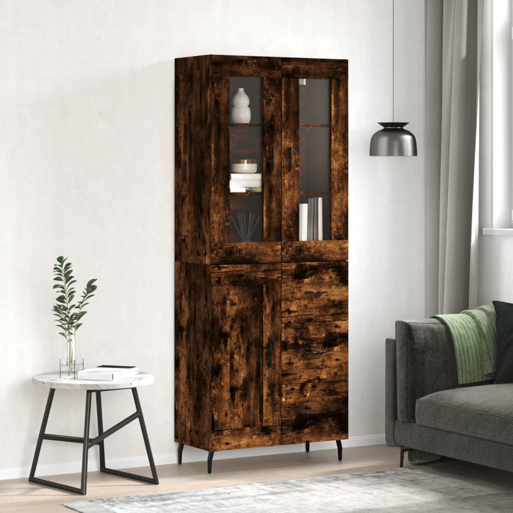 Highboard Smoked Oak 69.5x34x180 cm Engineered Wood