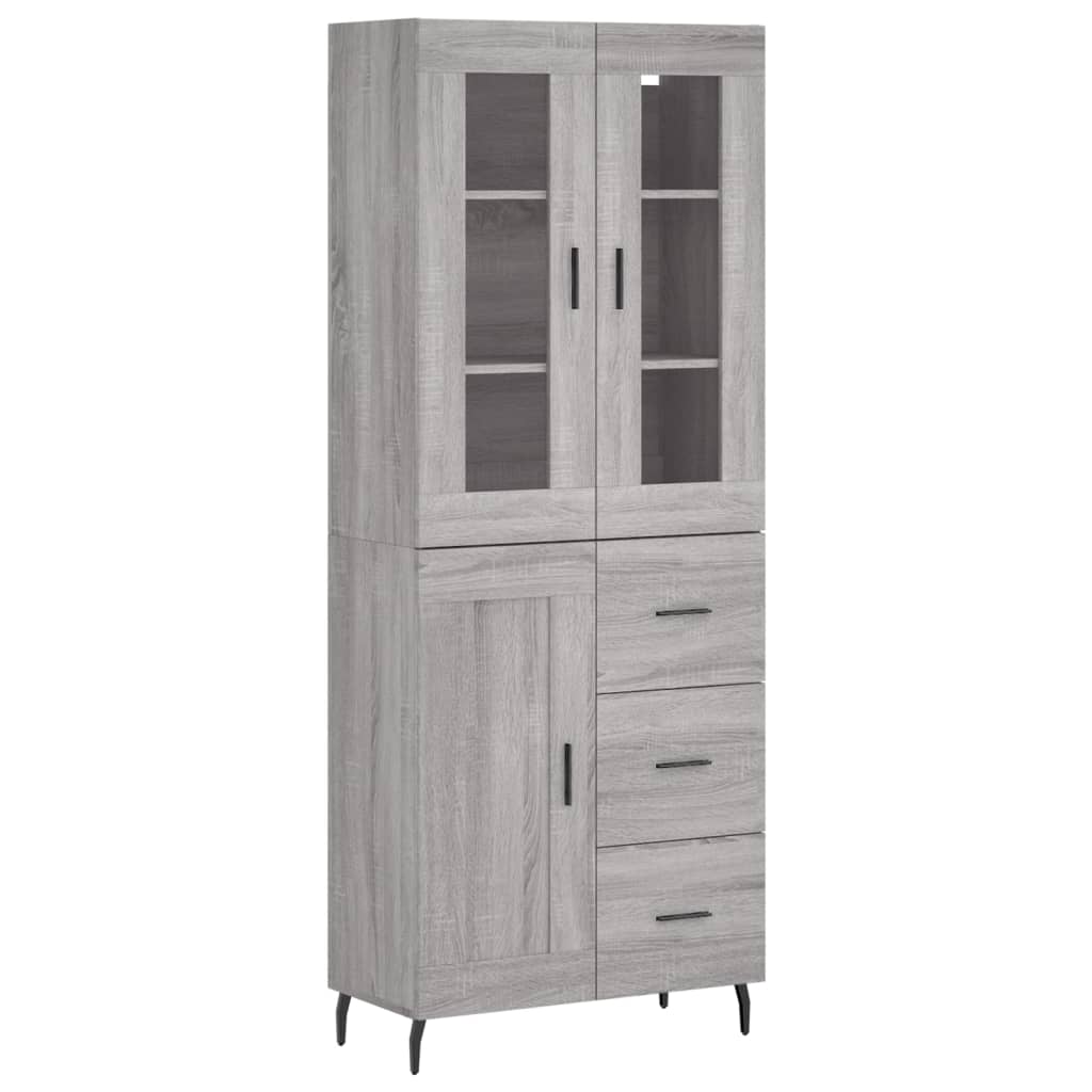 Highboard Grey Sonoma 69.5x34x180 cm Engineered Wood