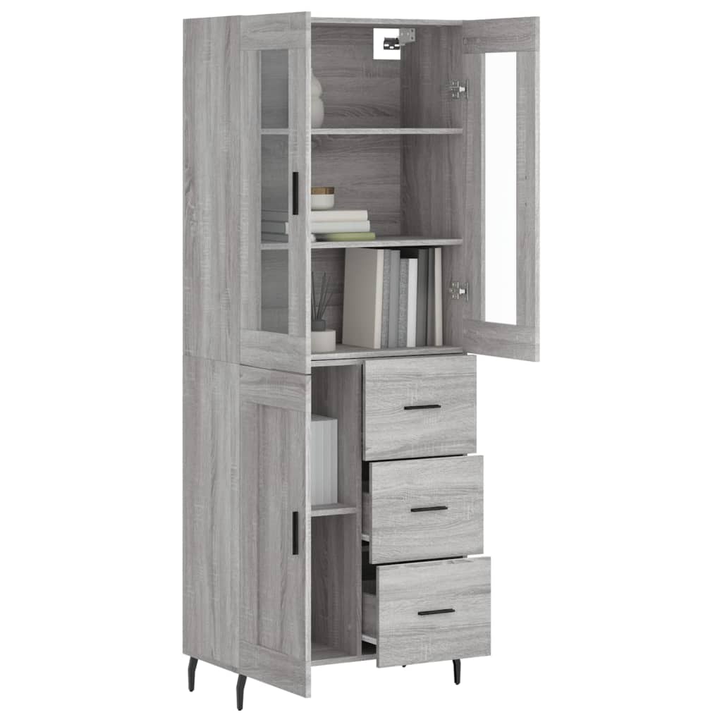 Highboard Grey Sonoma 69.5x34x180 cm Engineered Wood