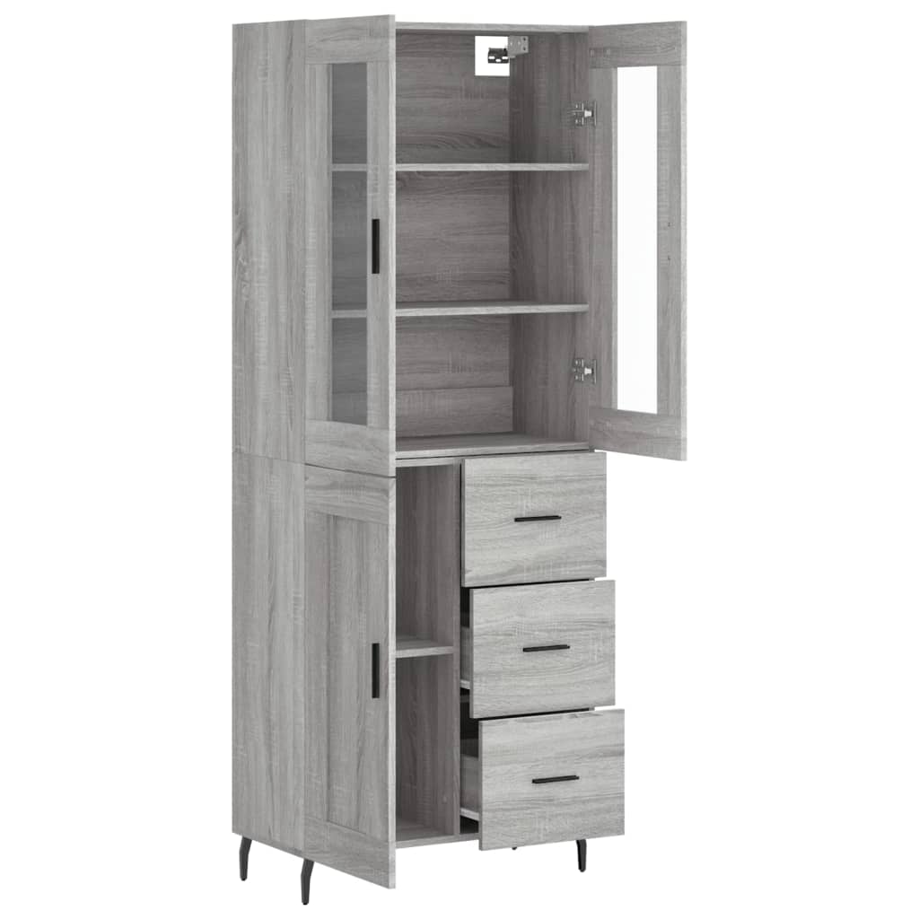 Highboard Grey Sonoma 69.5x34x180 cm Engineered Wood