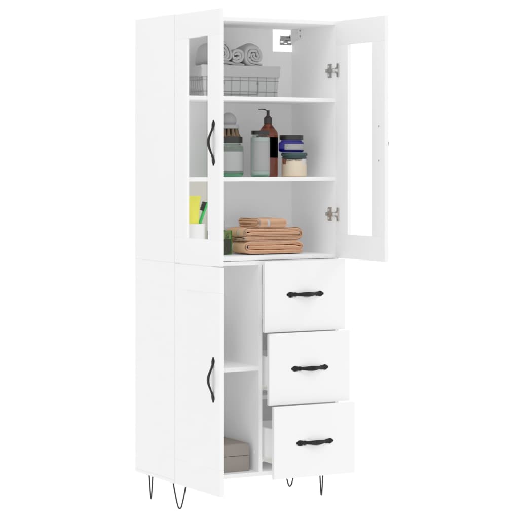 Highboard White 69.5x34x180 cm Engineered Wood