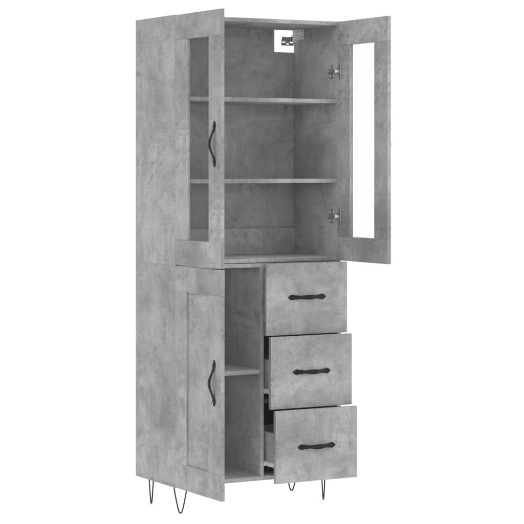 Highboard Concrete Grey 69.5x34x180 cm Engineered Wood
