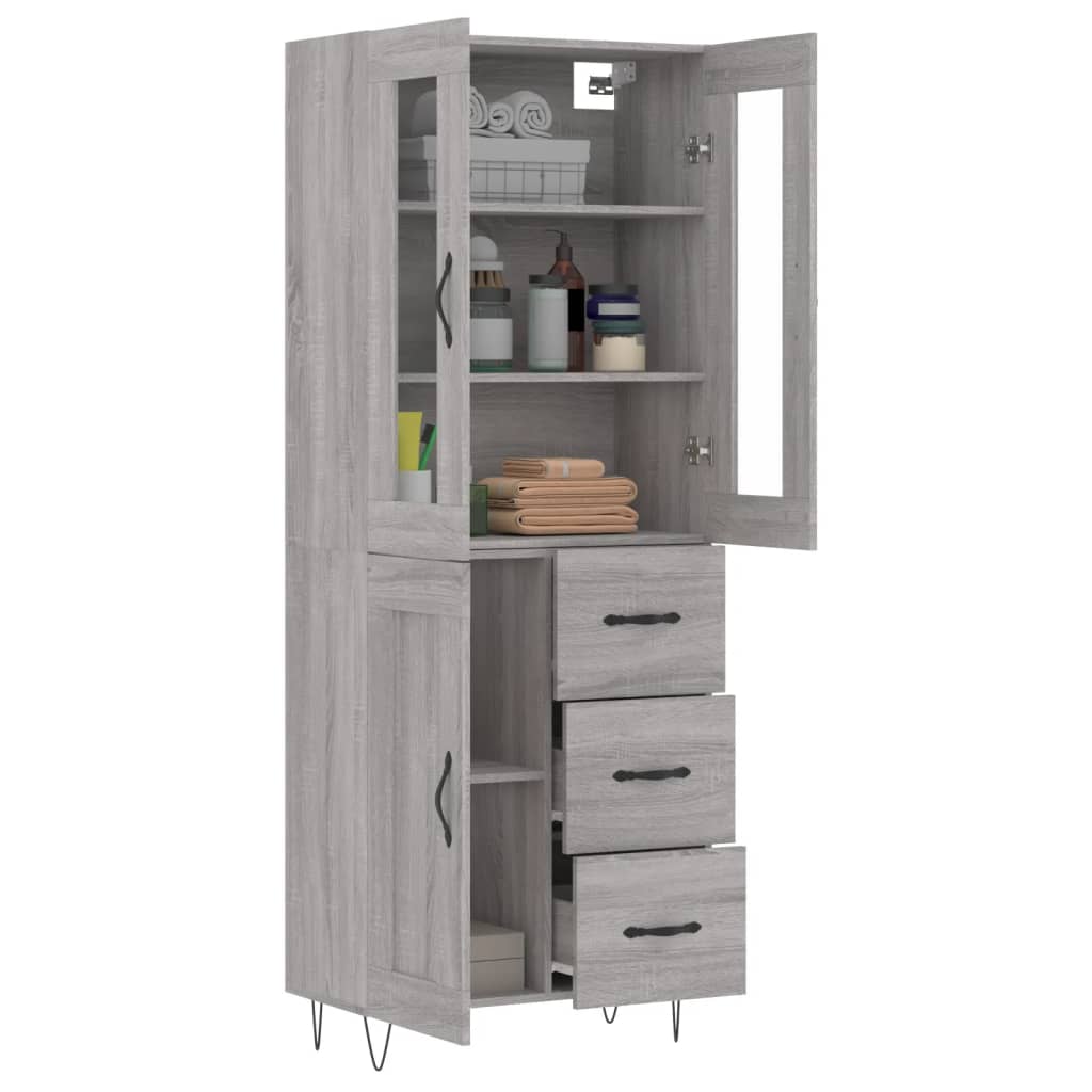 Highboard Grey Sonoma 69.5x34x180 cm Engineered Wood