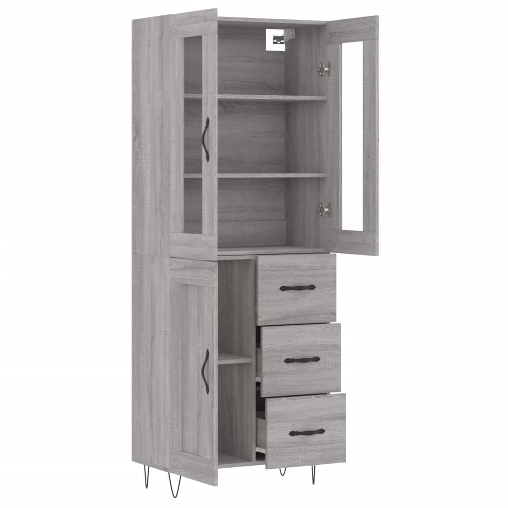 Highboard Grey Sonoma 69.5x34x180 cm Engineered Wood
