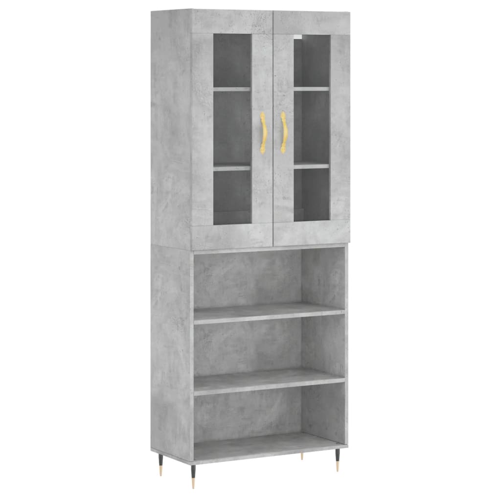Highboard Concrete Grey 69.5x34x180 cm Engineered Wood