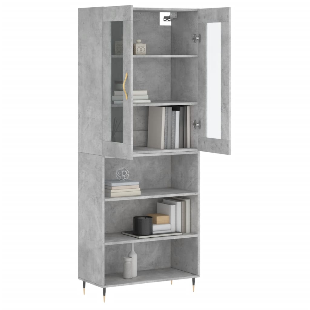 Highboard Concrete Grey 69.5x34x180 cm Engineered Wood