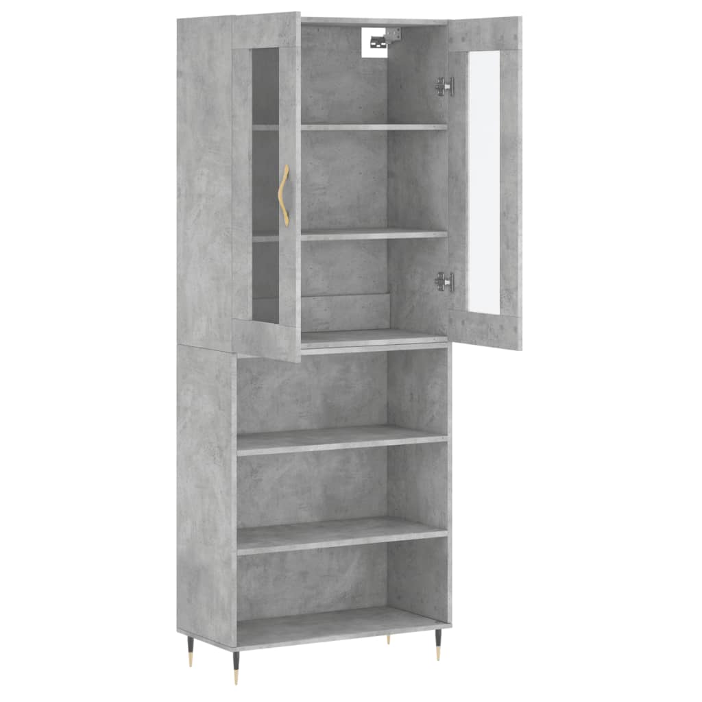 Highboard Concrete Grey 69.5x34x180 cm Engineered Wood