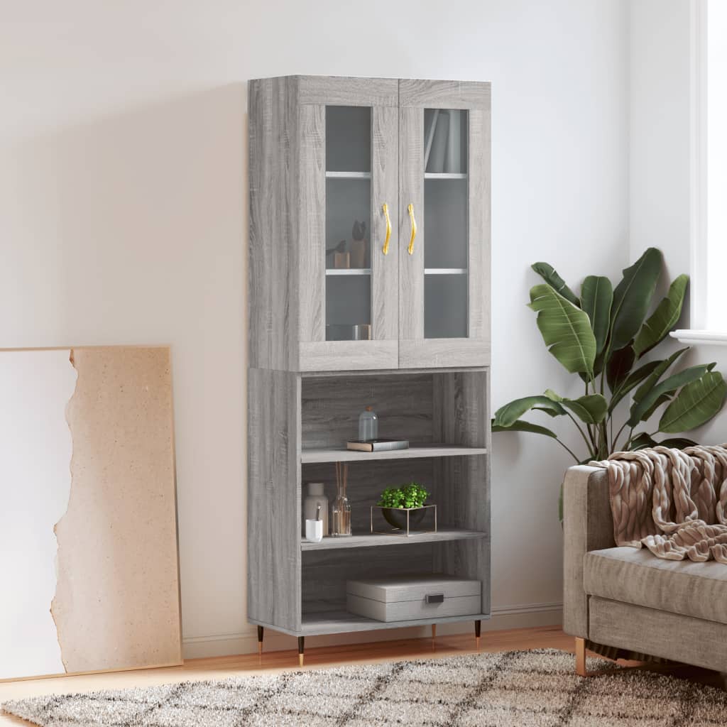 Highboard Grey Sonoma 69.5x34x180 cm Engineered Wood