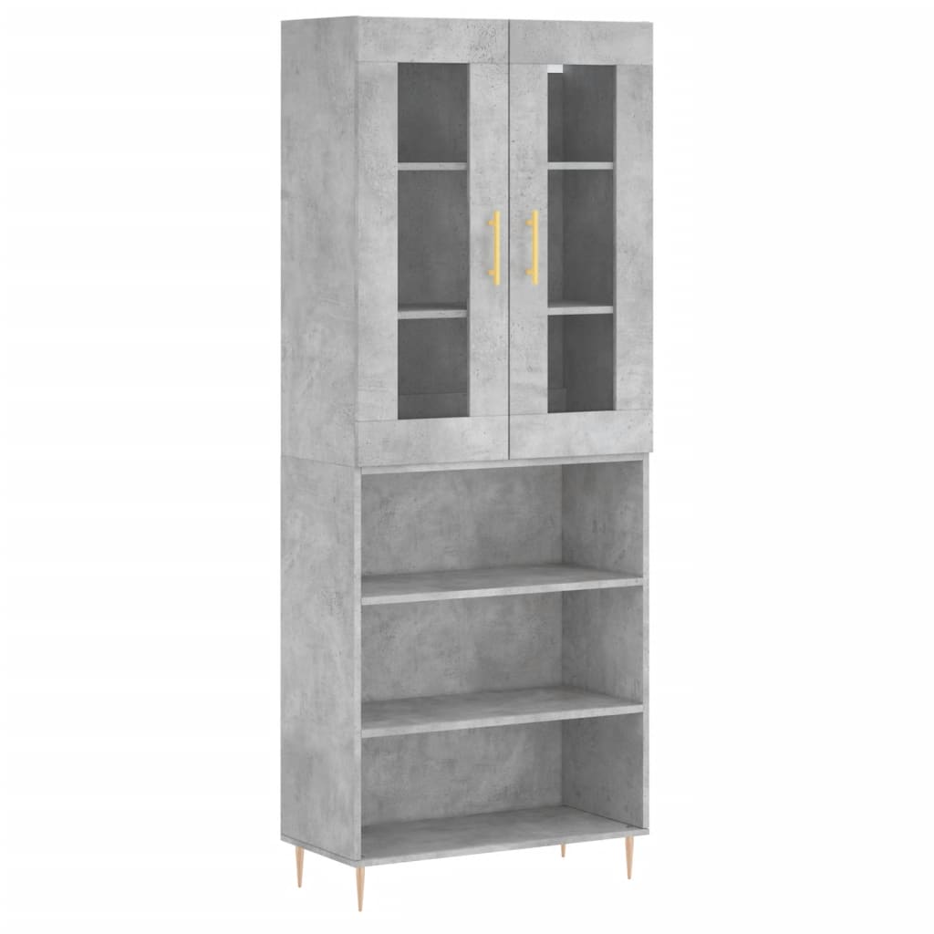 Highboard Concrete Grey 69.5x34x180 cm Engineered Wood