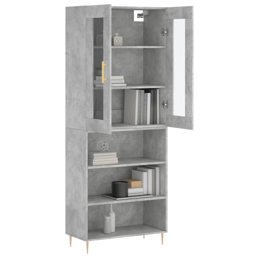 Highboard Concrete Grey 69.5x34x180 cm Engineered Wood