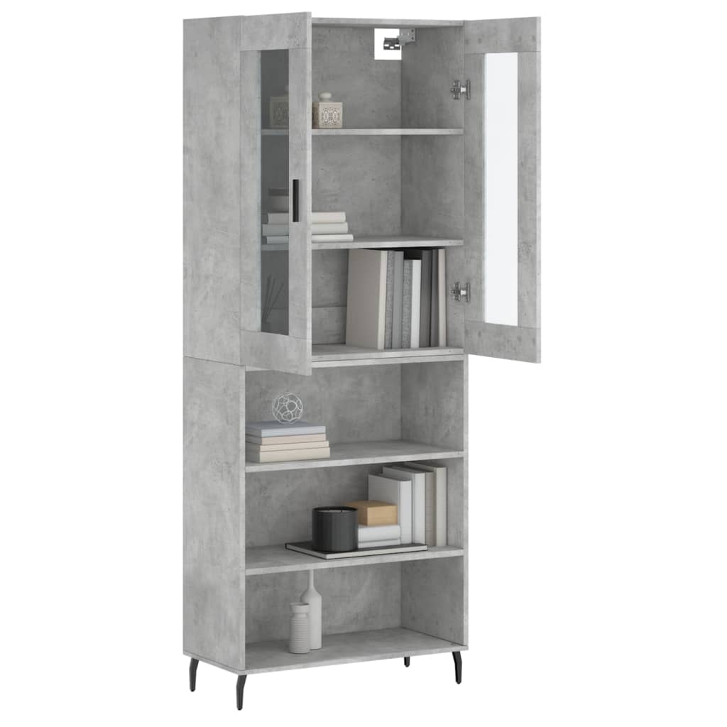 Highboard Concrete Grey 69.5x34x180 cm Engineered Wood