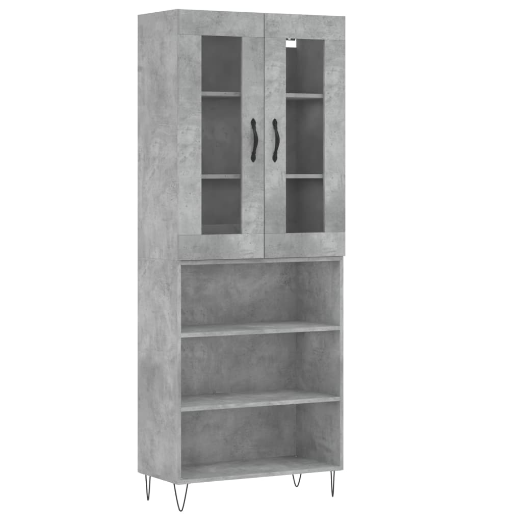 Highboard Concrete Grey 69.5x34x180 cm Engineered Wood