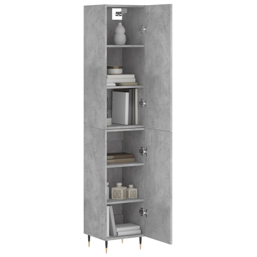 Highboard Concrete Grey 34.5x34x180 cm Engineered Wood