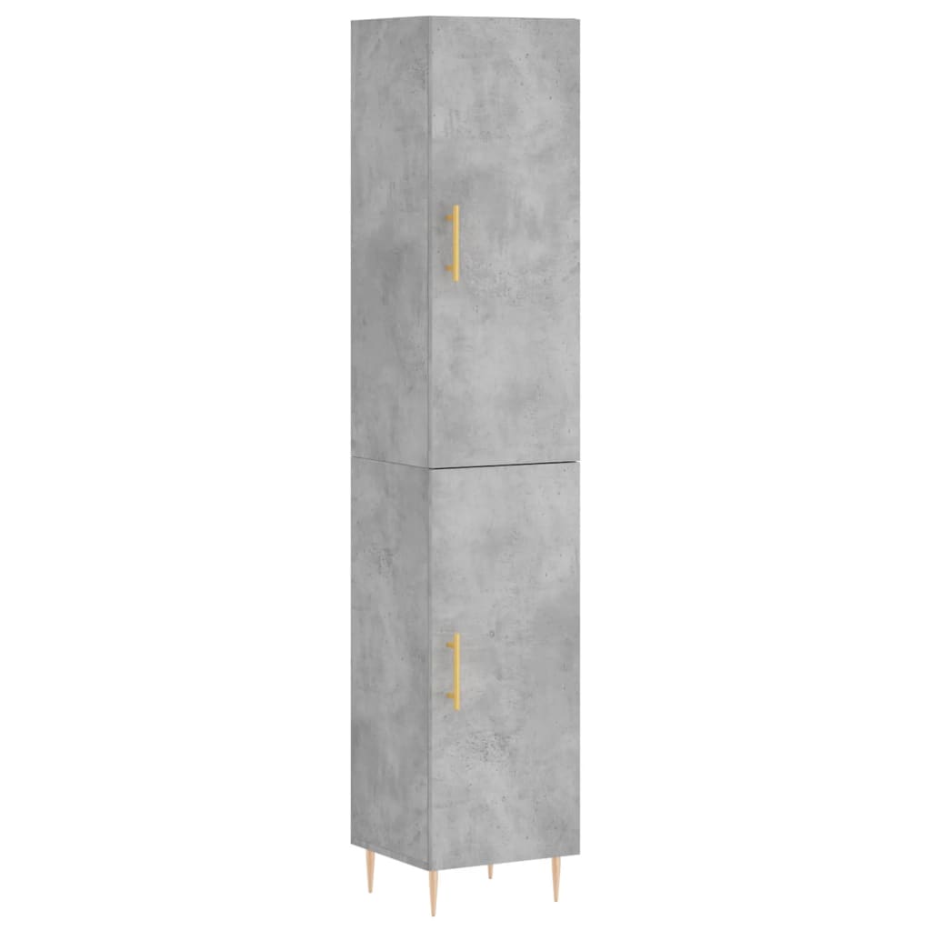 Highboard Concrete Grey 34.5x34x180 cm Engineered Wood