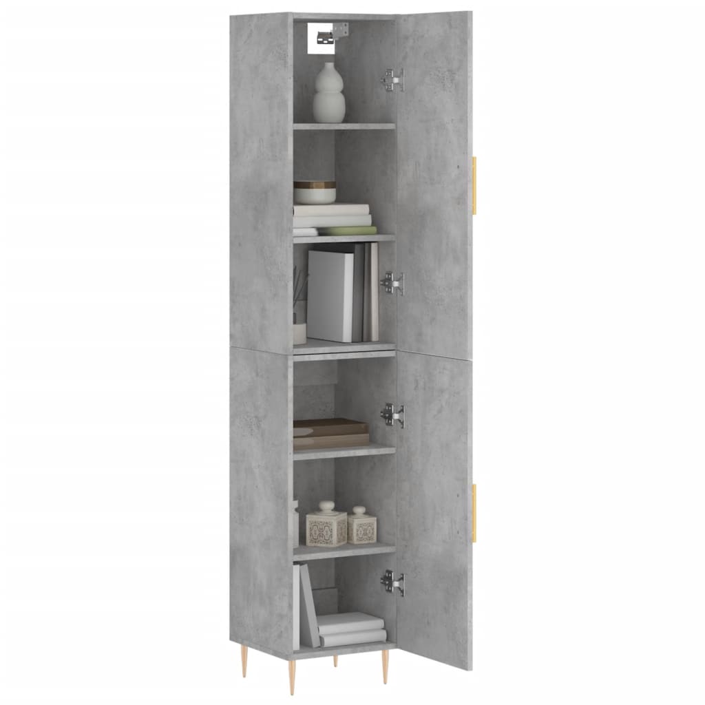 Highboard Concrete Grey 34.5x34x180 cm Engineered Wood
