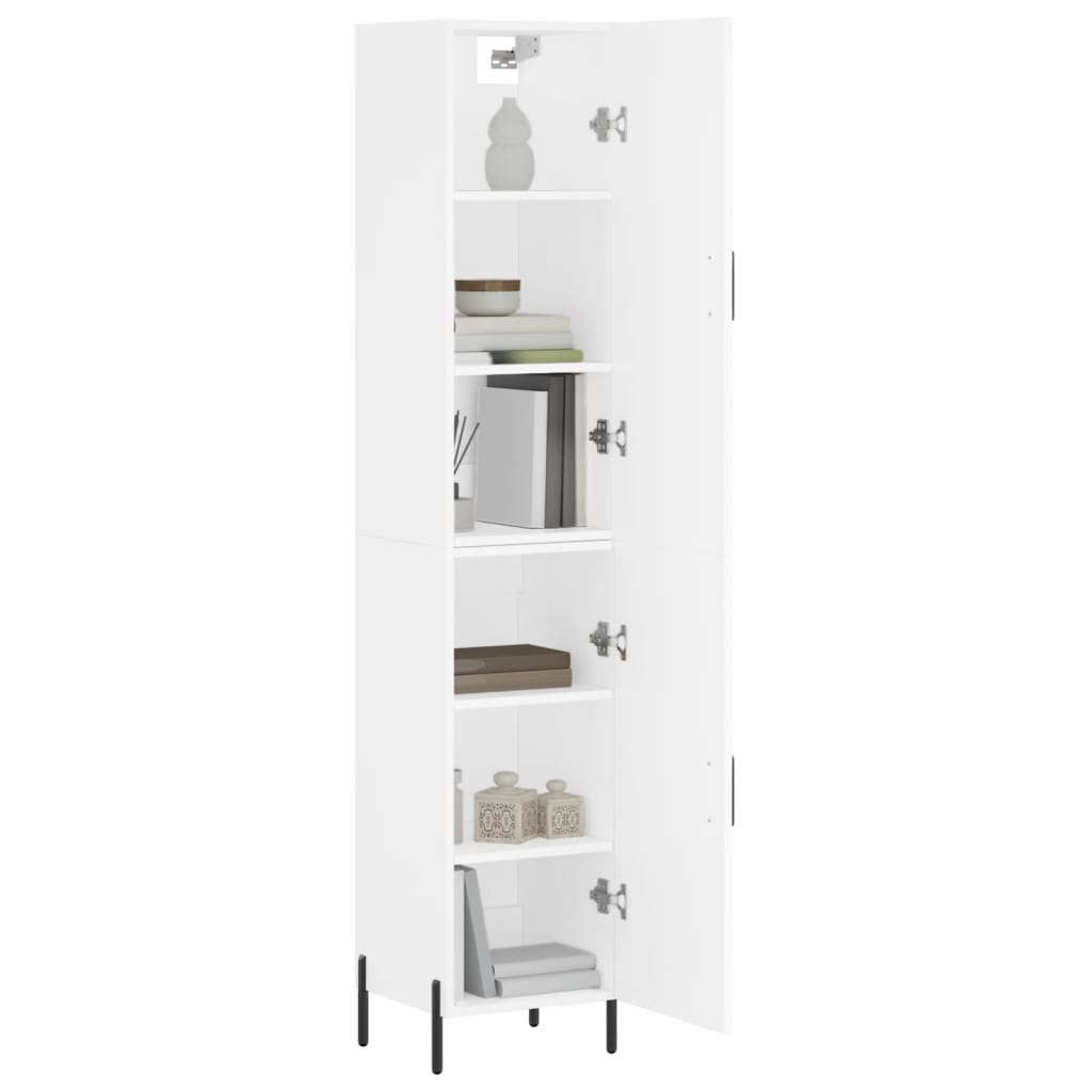Highboard White 34.5x34x180 cm Engineered Wood