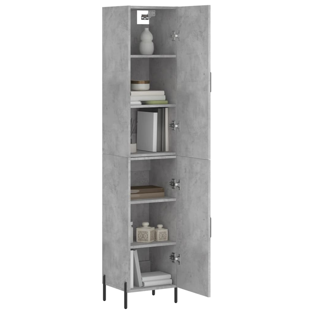 Highboard Concrete Grey 34.5x34x180 cm Engineered Wood