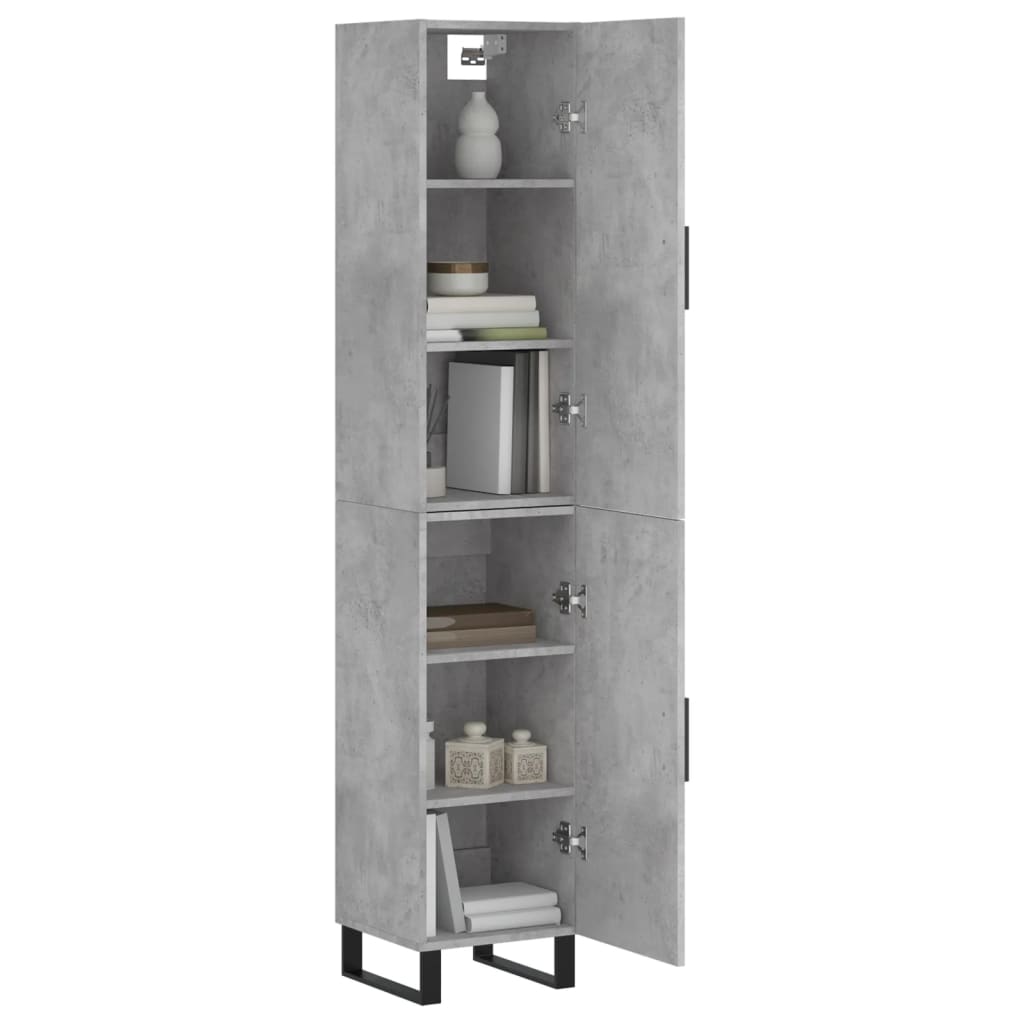 Highboard Concrete Grey 34.5x34x180 cm Engineered Wood