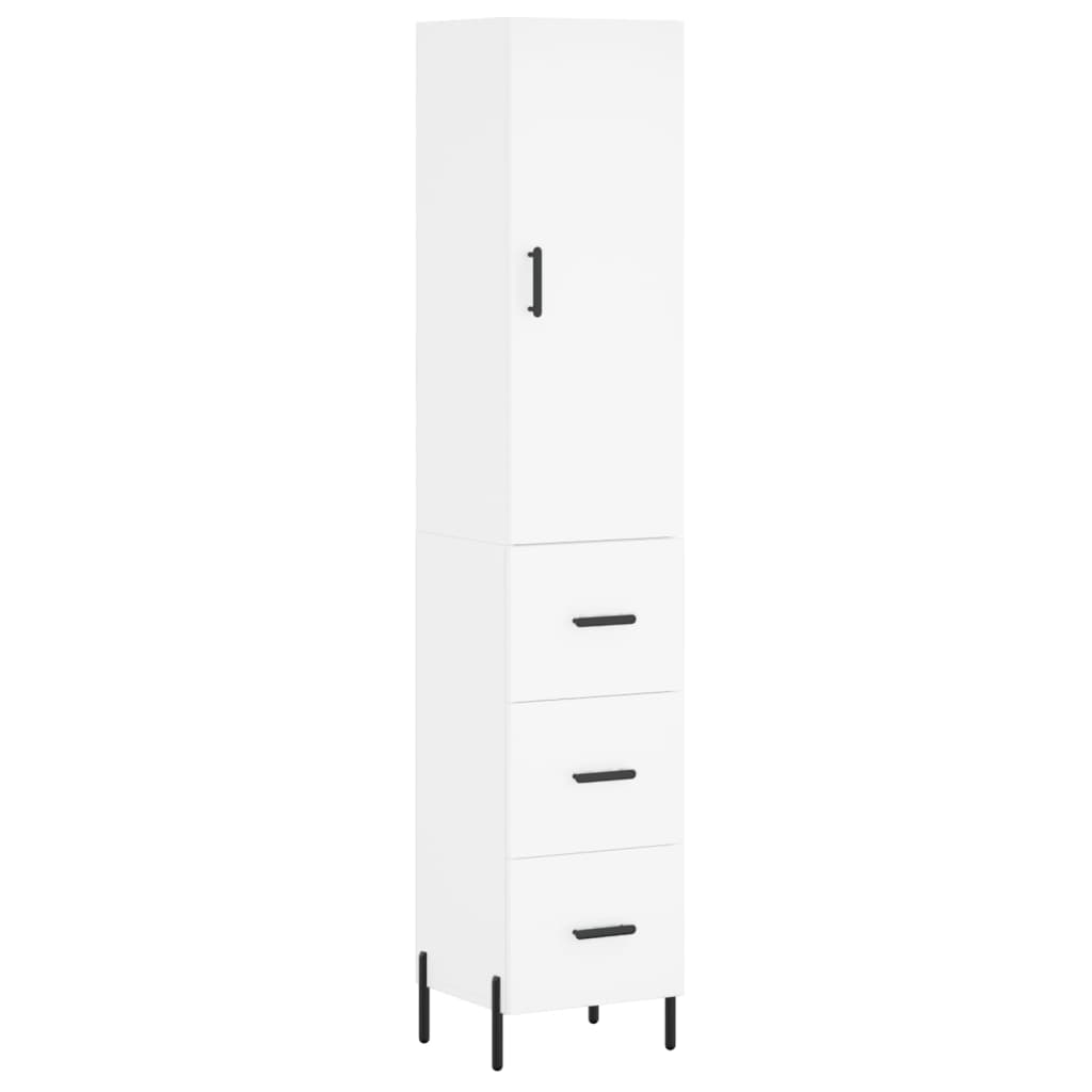 Highboard White 34.5x34x180 cm Engineered Wood