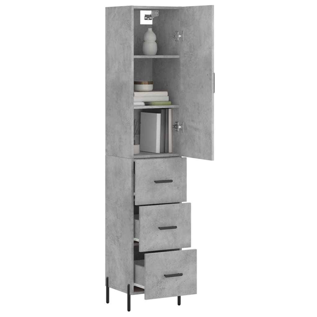 Highboard Concrete Grey 34.5x34x180 cm Engineered Wood