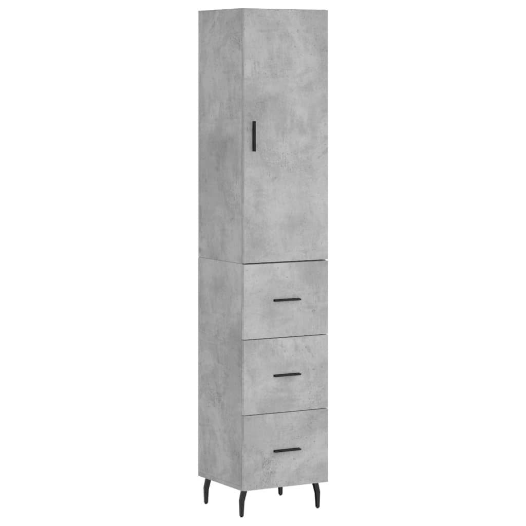 Highboard Concrete Grey 34.5x34x180 cm Engineered Wood