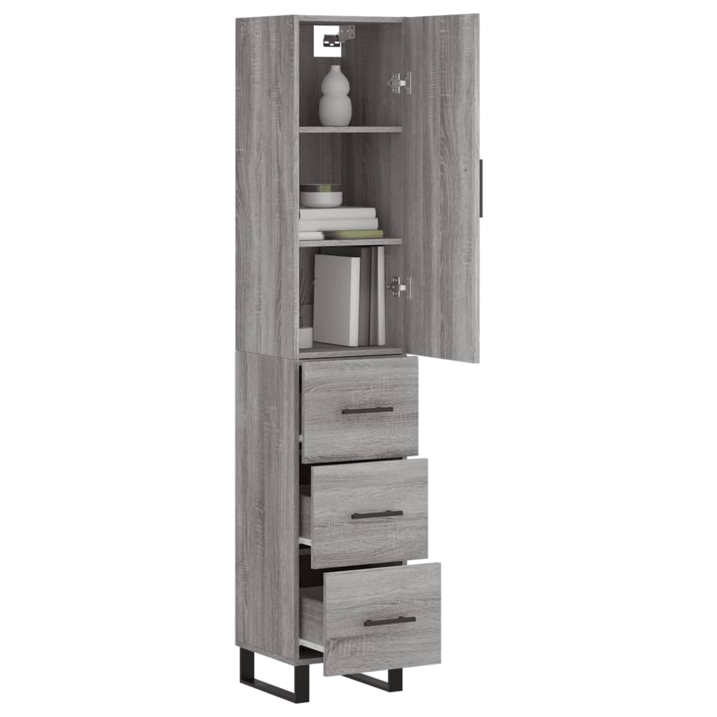 Highboard Grey Sonoma 34.5x34x180 cm Engineered Wood