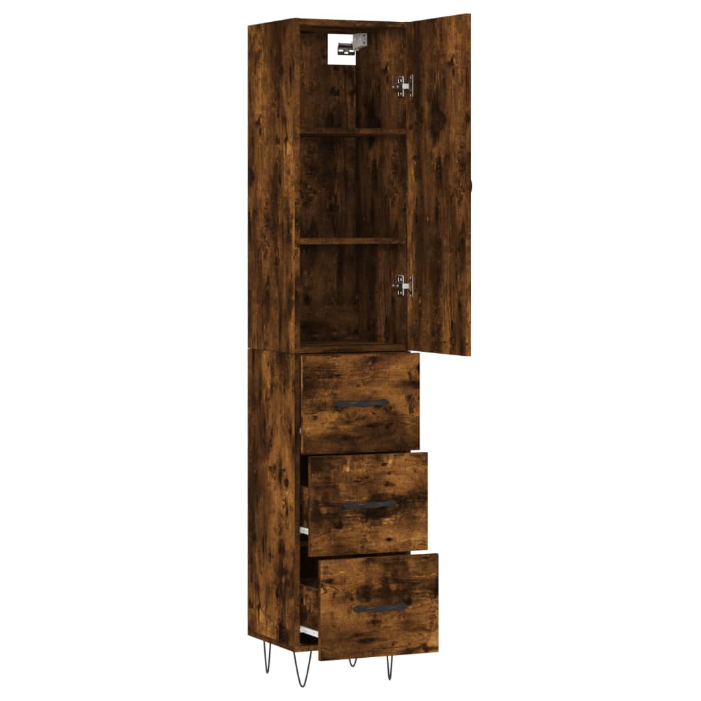 Highboard Smoked Oak 34.5x34x180 cm Engineered Wood