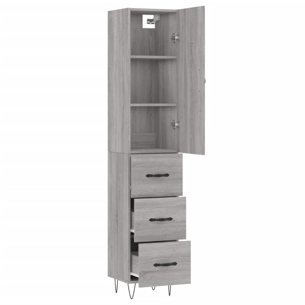 Highboard Grey Sonoma 34.5x34x180 cm Engineered Wood