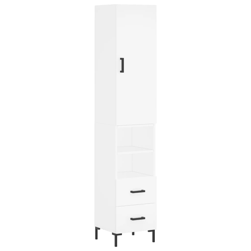 Highboard White 34.5x34x180 cm Engineered Wood